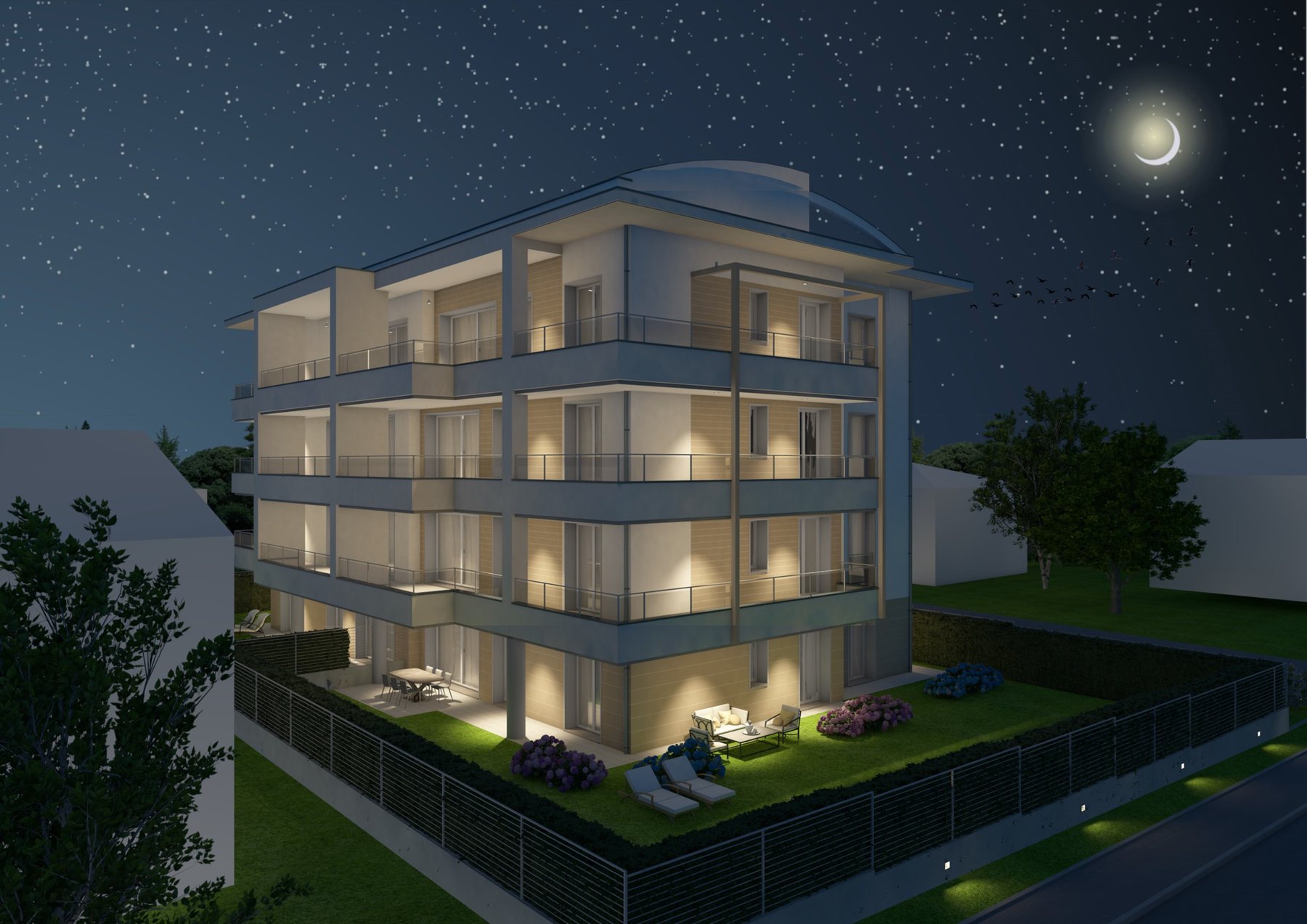 EVOLIA illuminata di sera